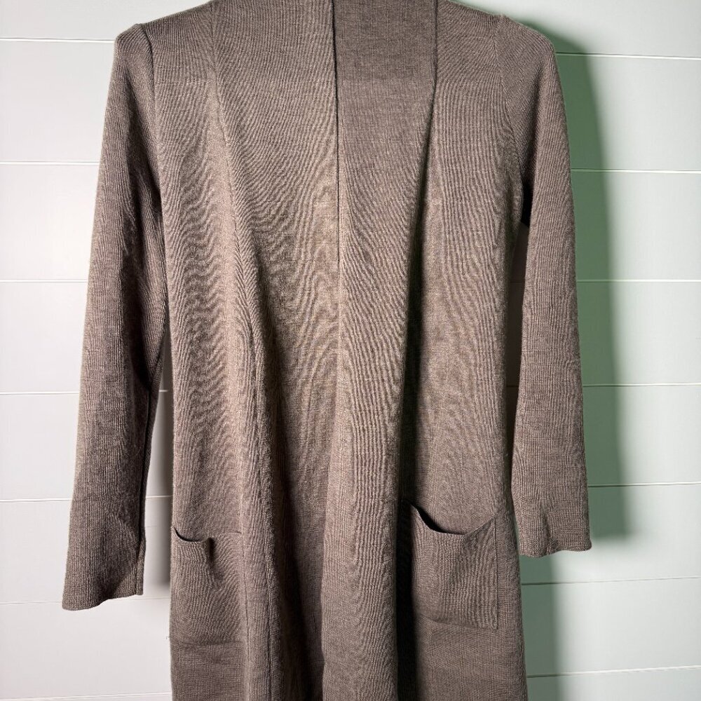 BRUNELLA GORI Cardigan Heathered Brown Size Medium 100% Extra Fine Merino Wool
